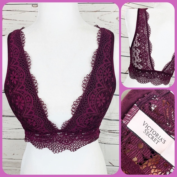 Victoria's Secret Other - Victoria’s Secret Burgundy Lace Bralette - SMALL